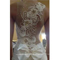 Vestido де noiva романтический жемчуг назад на заказ sheer совок шеи складки тела шифон длинное платье пляж свадебные платья MW2209